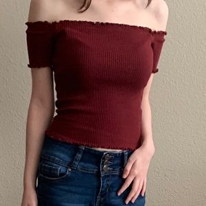 off shoulder ribbed top